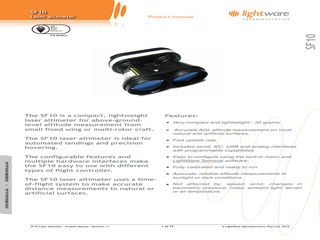 Lightware SF10 Laser Altimeter Manual — cover page