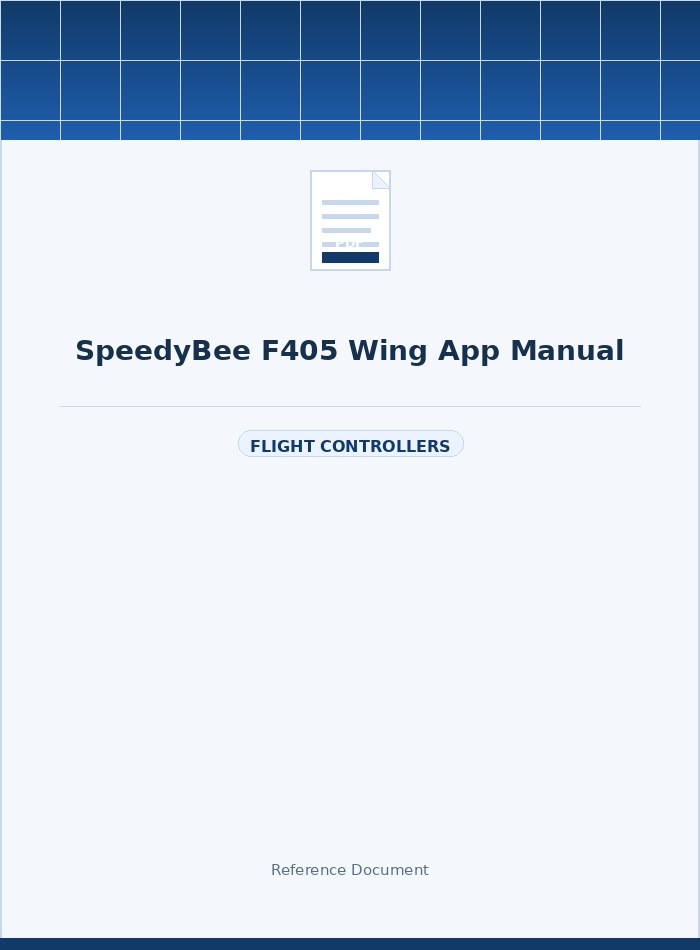 SpeedyBee F405 Wing App Manual — cover page